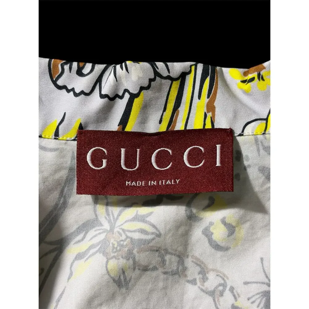 Authentic 2024 Gucci Sabato De Sarno Floral & Monogram Print Casual Shirt Men 46